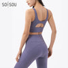 SOISOU New Women's Tracksuit Yoga Set Fitness Sportswear Stretch Soft Sports Suit Gym Clothes Bra Pocket Leggings Women's Suit