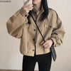 2020 Autumn Winter Short Coats Outerwear Long Sleeve Cute Fashion Solid Single Breasted Button Crop Korean Short Jackets 9020