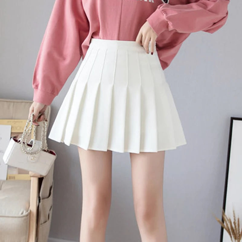 2021 Spring Summer Korean Skirt Shorts Women High Waist Sexy Mini Skirt School Short Pleated Kawaii Japanese Pink Skirt Female