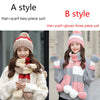 NEW Women's warm winter knitted Beanies hat Hat+scarf+gloves three-piece suit knit Bonnet Beanie Caps Outdoor Riding Sets