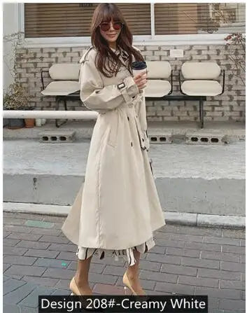 New 2023  Women Double Breasted 100% Cotton Long Trench Coat  Military trench coats Windbreaker Manteau Femme