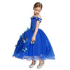 Girl Wedding Princess Dress Kids Halloween Party Cinderella Cosplay Costume Blue Sleeveless Mesh Ball Gown Children Clothes