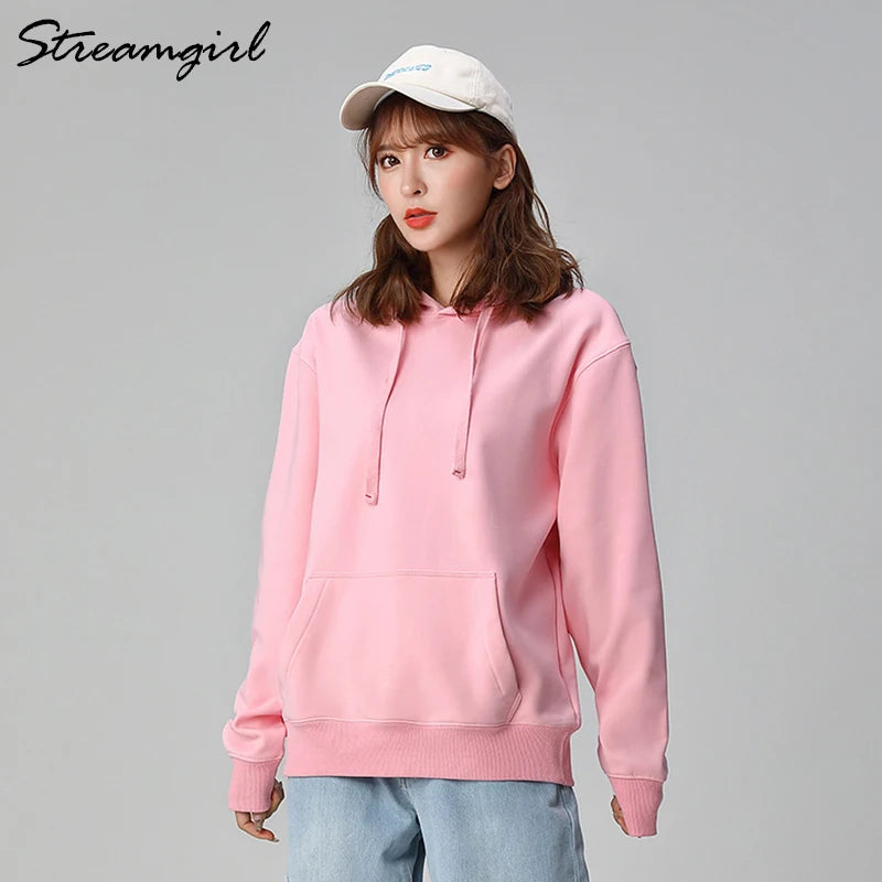 Women&#39;s Sweatshirt Cotton Oversized Hoodies And Sweatshirts Oversize Pink Sweatshirt With Hood Yellow Cotton Hoodies Women