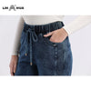 LIH HUA Women&#39;s Plus Size Jeans Autumn High Stretch Cotton Knitted Denim Trousers Casual Soft Jeans