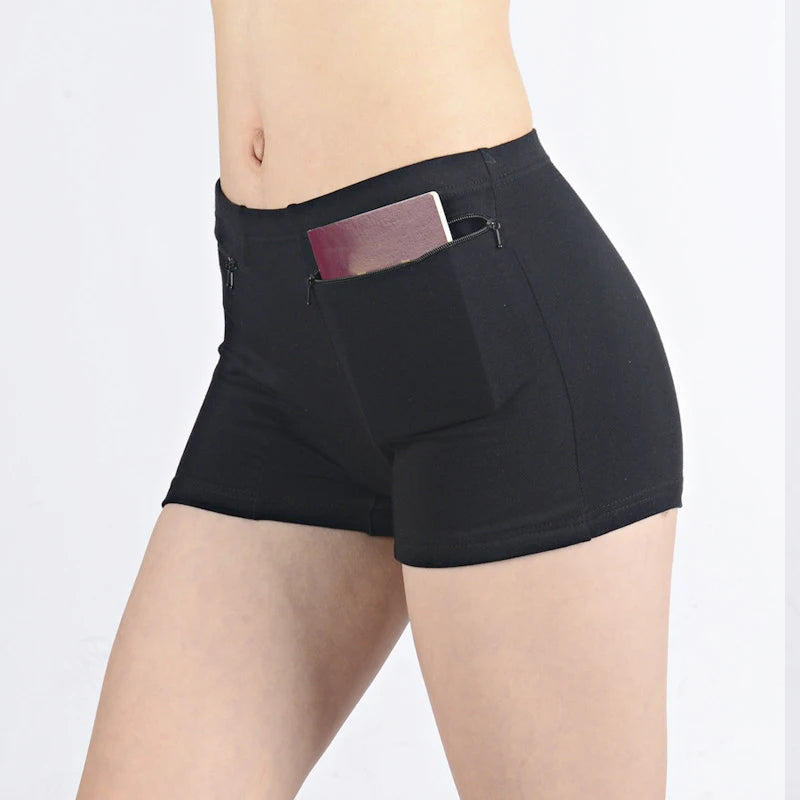 Women Safety Short Pants Soft Solid Shorts Boxer Summer Under Skirt Shorts With Zipper Pockets Femme Underwear Safety Shorts