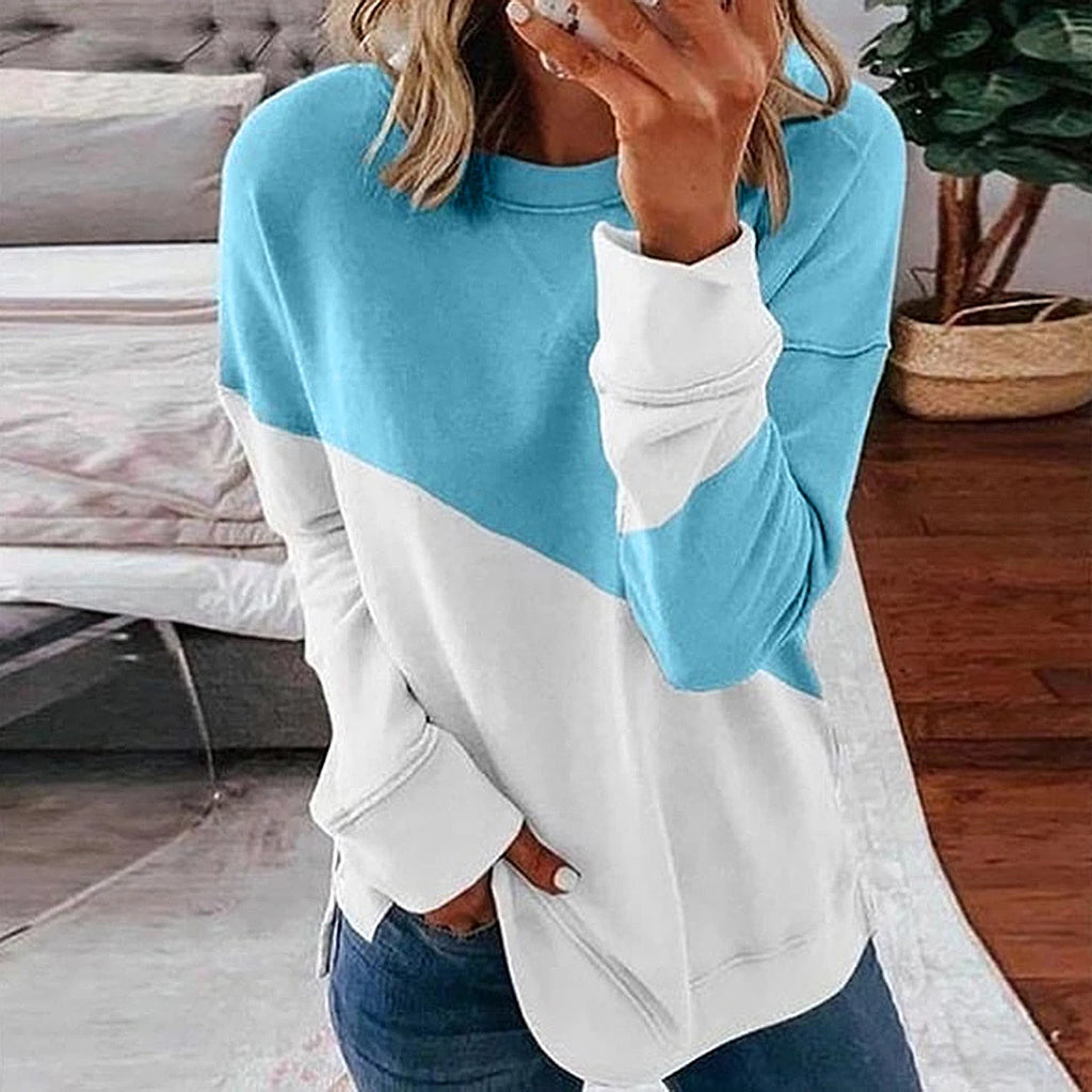 Adisputent Sweatshirt For Women O-Neck Cotton Tops Long Sleeve Ladies Sweatshirt Women&#39;s Patchwork Sweatshirt Poleron Mujer 2020