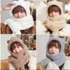 New Cute Bear Ear Hat Scarf Gloves Set Winter Women Beanies Caps Warm Casual Plush Hats Casual Solid Fleece Girl Kawaii Present