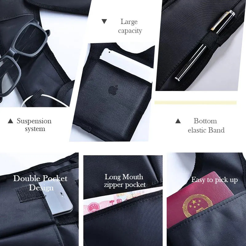 Multifunction Travel Anti Theft Hidden Underarm Shoulder Bag Black Nylon Pocket Mp3 Mobile Phone Storage Organizer