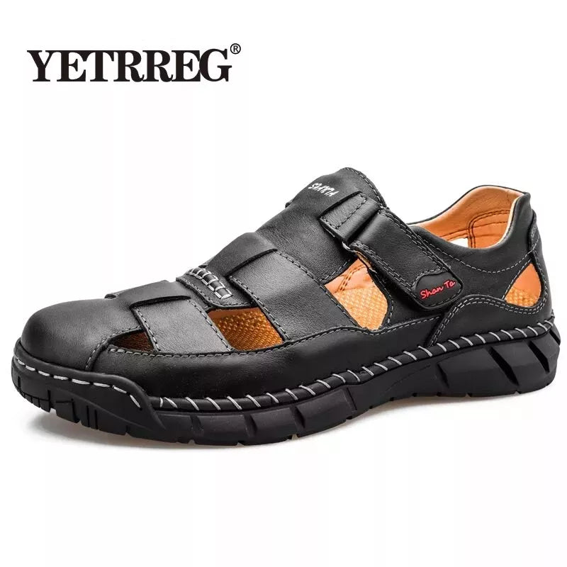 2020 Classic Mens Sandals Summer Genuine Leather Sandals Men Outdoor Casual Lightweight Sandal Fashion Men Slipper Size 38-48