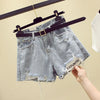 Women Summer Shorts New Style Ripped Hole Washed Denim Shorts High Waist Casual Fashion Irregular Wide-leg Jean Shorts Plus Size