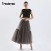 Maxi Long Tulle Skirts for Women Black Gothic Pleated Skirt Casual Party Fairycore Summer Winter Jupe Longue 2022 Falda Mujer