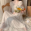 Women Lolita Dress Princess Sleepwear White Lace Mesh Fairy Night Dress Victorian Vintage Nightgown Kawaii Nightdress Loungewear