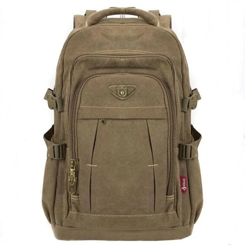 Men's Military Canvas Backpack Zipper Rucksacks Laptop Travel Shoulder Mochila Notebook Schoolbags Vintage College School Bags