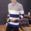 Hot sale men's sweater 2022 Spring Autumn new students South Korean Slim youth striped sweater red and black two colors M-XXL