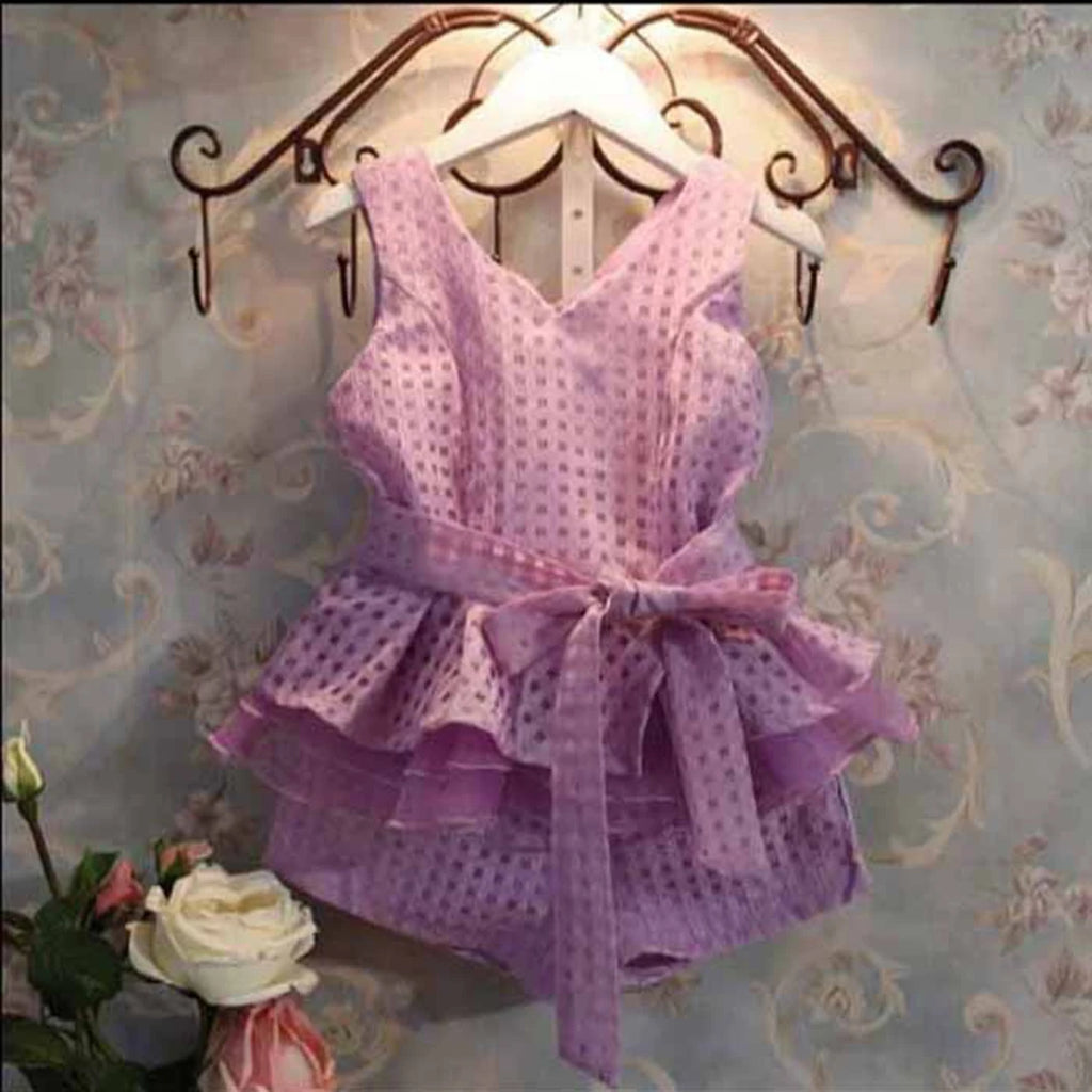 Kids Girls Clothing Set Baby White/Purple Plaid Shorts Casual Bow Elastic Waist Short Pants Children Outfits Summer