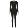 2021 Solid Black/Gray Long Sleeve Skiing Jumpsuit Women Elastic Hight Outfit Fashion Fitness Sportwear Slim Rompers Streetwear