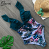 2020 Sexy New Ruffle One Piece Swimsuit Off The Shoulder Swimwear Women Swimsuit Deep-V Bathing Suits Beach Wear Swim Suit