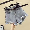 Women Summer Shorts New Style Ripped Hole Washed Denim Shorts High Waist Casual Fashion Irregular Wide-leg Jean Shorts Plus Size