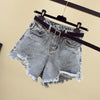 Women Summer Shorts New Style Ripped Hole Washed Denim Shorts High Waist Casual Fashion Irregular Wide-leg Jean Shorts Plus Size