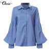 2022 Celmia Fashion Shirts Elegant Puff Sleeve Women Blouse Buttons Casual Loose Solid Party Tops Long Sleeve Blusas Femininas