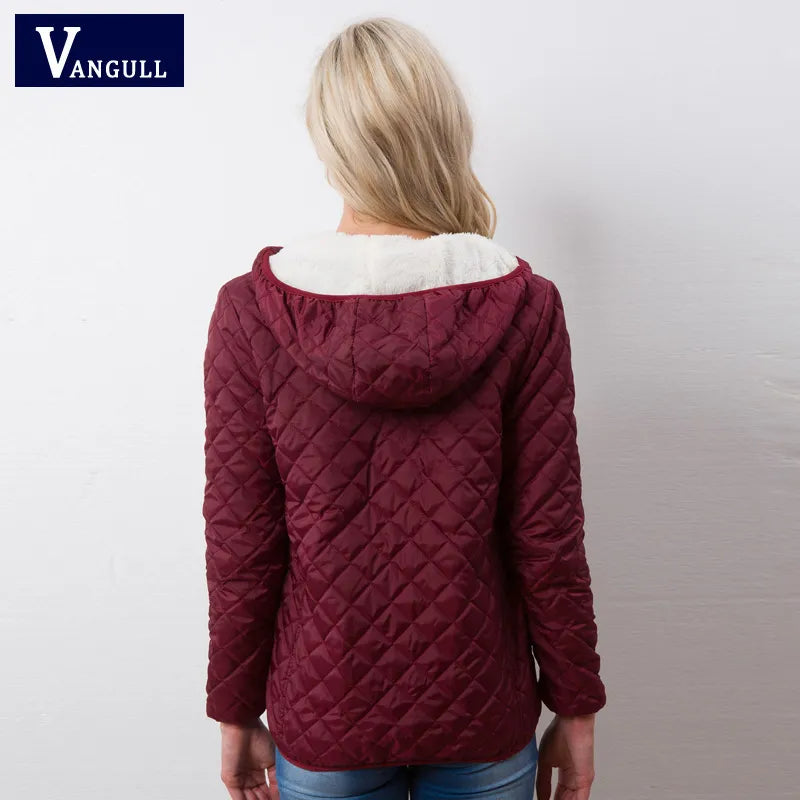 Vangull New Spring Autumn Women Hooded Fleece Basic Jackets Long Sleeve Female Winter Coats Short Zipper Casual Outerwear