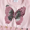 VIKITA Girl Princess Dress New Summer Kid Girls Dress Sequins Sweet Children Party Wear Kids Butterfly Costume Children Clothing