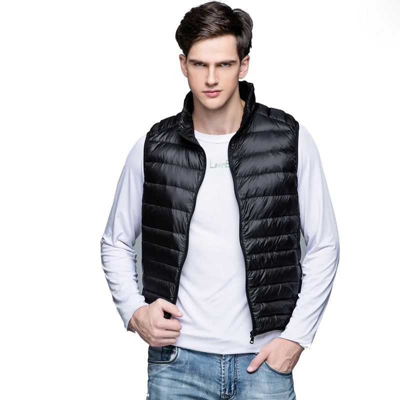 Spring Man Duck Down Vest Ultra Light Jackets Men Fashion Sleeveless Outerwear Coat Autumn Winter Coat 90% White Duck Down