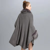 Fake Fur Coat Spring Lady Loose Gray Knitted Shawl Black Cardigan For Women Fashion Fake Fur Bat Sleeve Poncho And Cape Coat