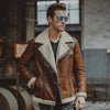 Men's real leather jacket Faux fur shearling motorcycle pigskin Genuine Leather bomber jackets aviator coat men