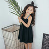 2022 New Arrival Children Clothing Girls Rainbow Strap Simply Black Cotton Dress Lovely Casual Kids Summer Dress