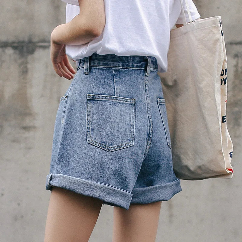 Streetwear High Waist Wide Leg Denim Shorts For Women 2022 New Jean Shorts Women Summer Korean Style Women Loose Short Shorts