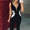 Contrast Color Mesh Insert Jumpsuits Office Lady For Women 2019