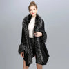 Fake Fur Coat Spring Lady Loose Gray Knitted Shawl Black Cardigan For Women Fashion Fake Fur Bat Sleeve Poncho And Cape Coat