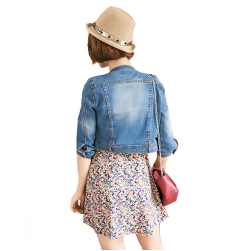 Fashion 2021 Spring Autumn Vintage Women's Jeans Slim Denim Jacket Women Short Jean Jacket jackets for women Outwear