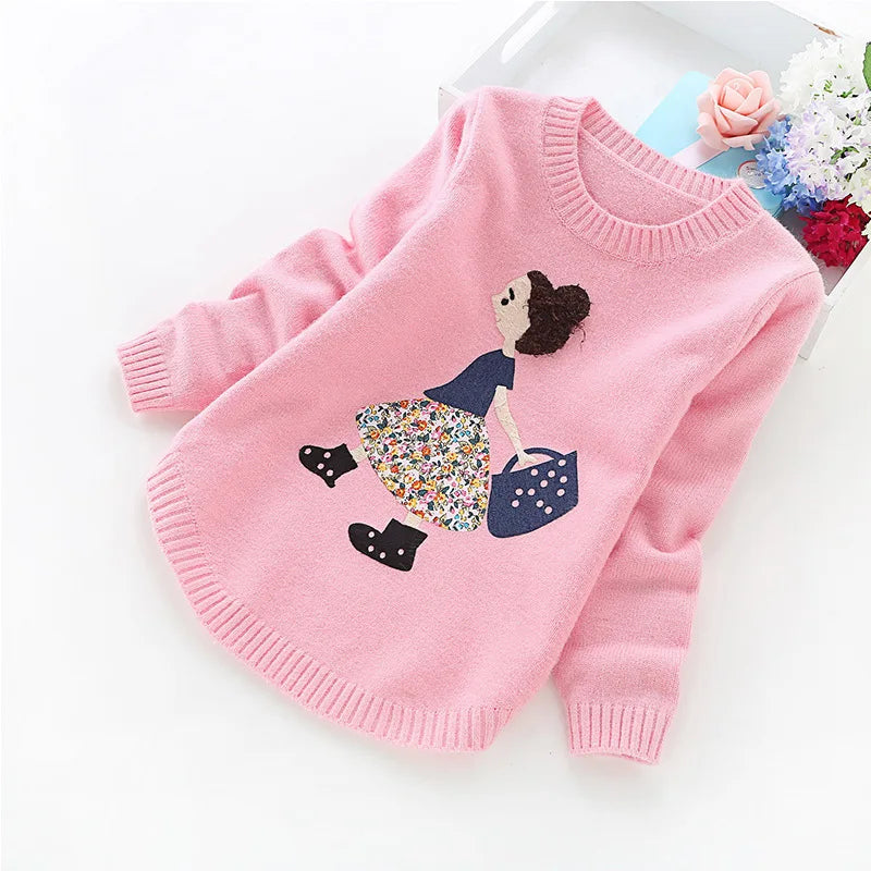 2022 Autumn And Winter New Girls' Sweaters Children Clothes 4-14 Years Girls Sweater B8001