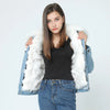 brand 2022 autumn winter jacket coat women Holes Denim jacket real large raccoon fur collar and real Fox fur thick warm Liner