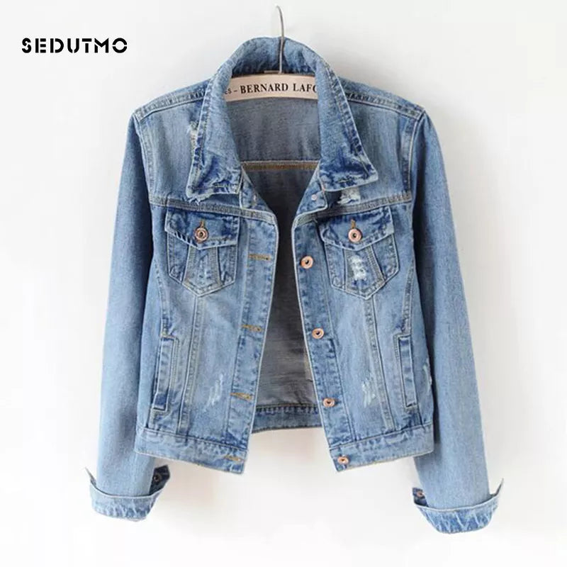 SEDUTMO  Autumn Denim Jacket Women Boyfriend Jean Coat Streetwear Harajuku Vintage Spring Basic Outerwear ED198