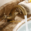 HOTAAN Solid Brass Bronze Double Handle Control Antique Faucet Kitchen Bathroom Basin Mixer tap Robinet Antique YT-5021