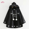 Fashion Women Kawaii Cat Ear Sweatshirt Japanese Cute Paws Girls Casual Outerwear Harajuku Cloak Fleece Loose Hooded Hoodies