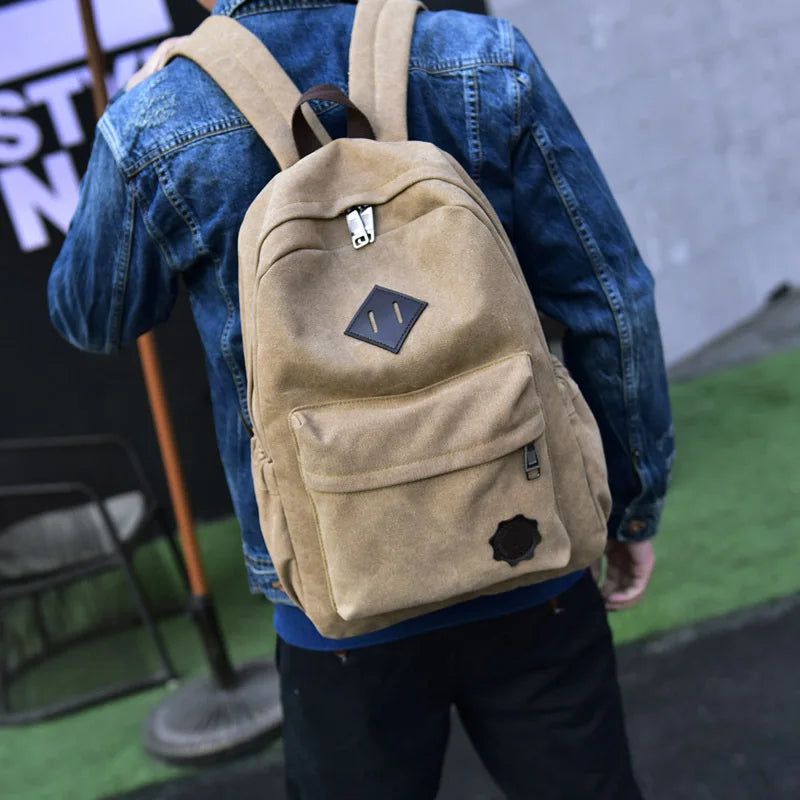 Canvas Laptop Backpack Men Teenage Boys Backpacks Large School Bag Vintage Students Travel Rucksack Shoulder Bags Black XA1054C