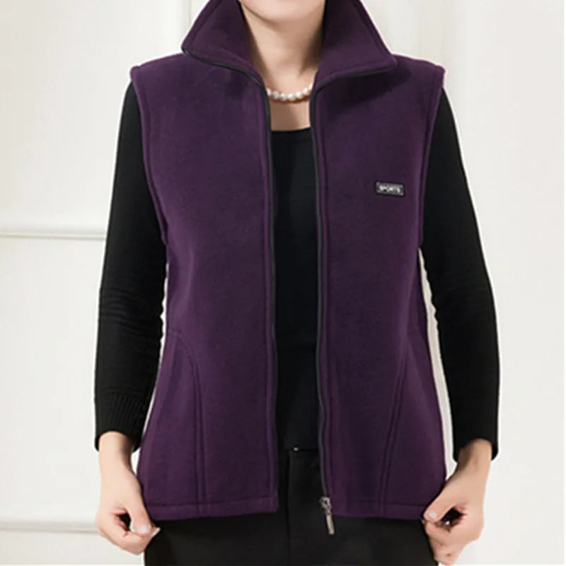 UHYTGF Fleece Coat For Women's Vest 2023 New Autumn Sleeveless Vests For Women Jacket Fashion Zipper Casual Waistcoat Female 442