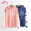 Japanese Kawaii Pink Sweatshirt Women Harajuku Anime Cat Clothes Mori Girl Preppy Warm Lovely Cute Paw Graphic Pullover Moletom