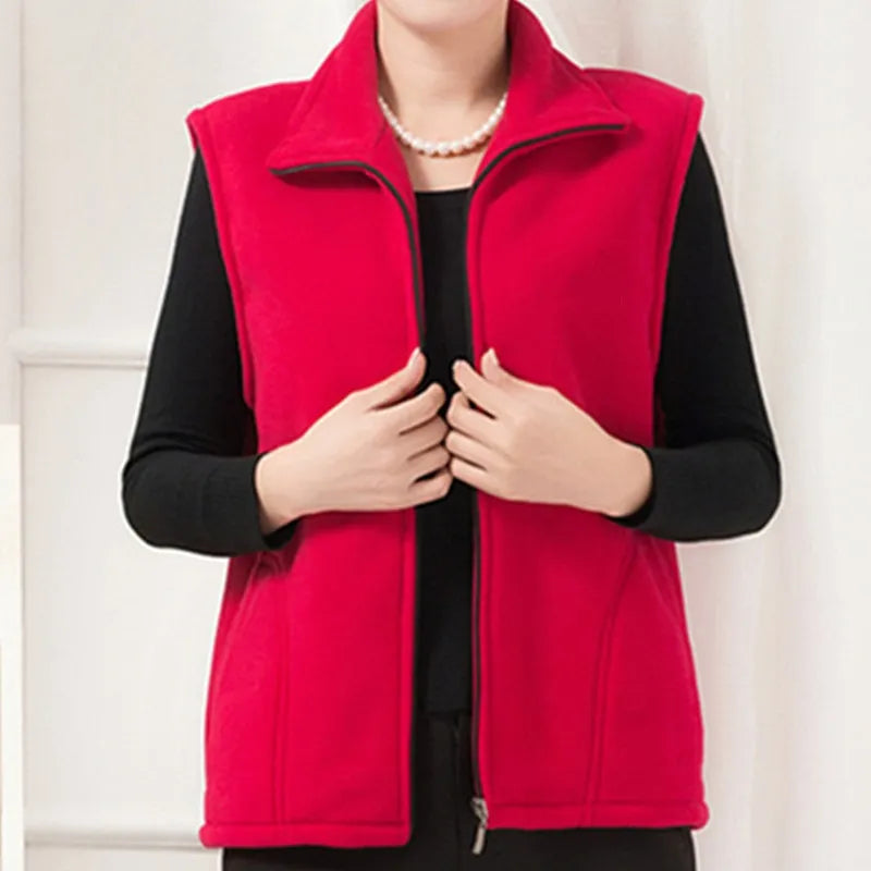 UHYTGF Fleece Coat For Women's Vest 2023 New Autumn Sleeveless Vests For Women Jacket Fashion Zipper Casual Waistcoat Female 442