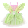 TiaoBug Kids Girls Princess Fairy Costume Sleeveless Mesh Dress Glittery Wings Set Children Halloween Cosplay Party Dress Up