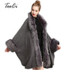 Fake Fur Coat Spring Lady Loose Gray Knitted Shawl Black Cardigan For Women Fashion Fake Fur Bat Sleeve Poncho And Cape Coat