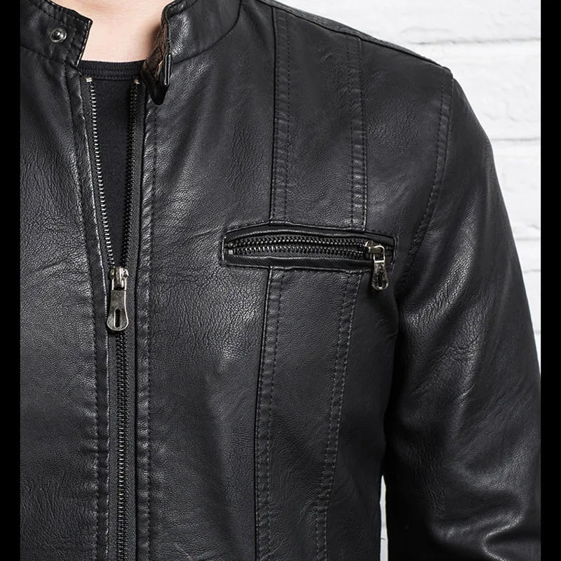 Men Leather Jacket 2022 New Arrival Spring And Autumn Slim Zipper Male Motorcycle Split Leather Jacket Teenager Boy P03