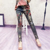 3D Stretchy Jeans With 3D Flowers Pattern Painted  Pencil Pants Woman Elegant Style Denim Pants Trousers For Women Jeans