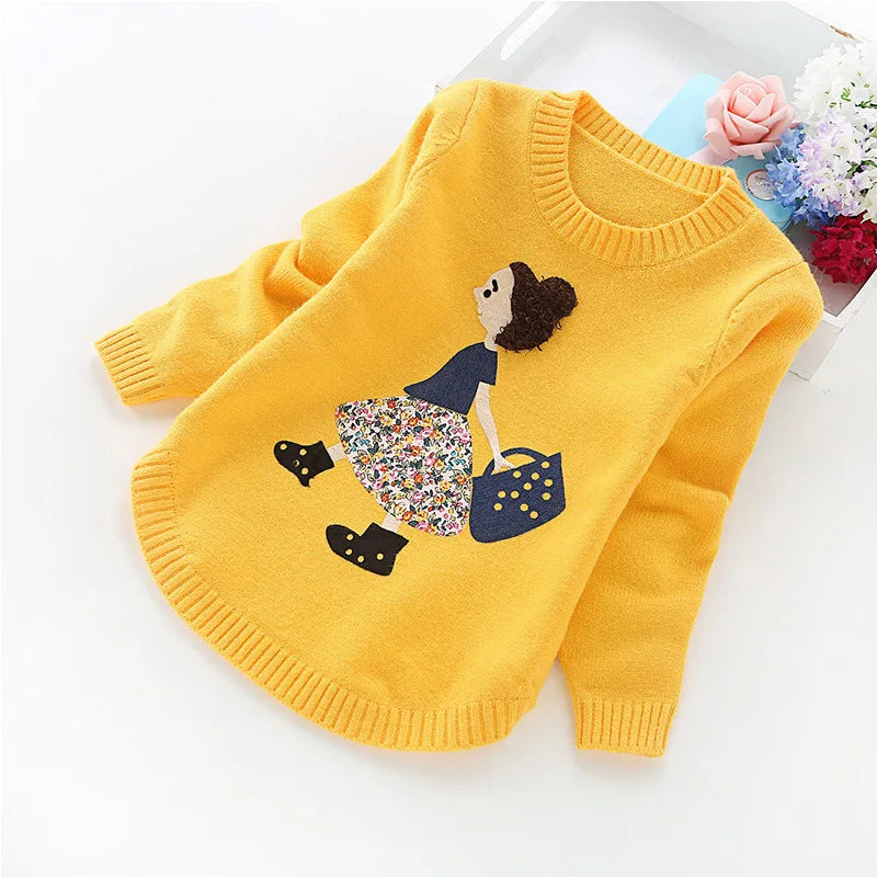 2022 Autumn And Winter New Girls' Sweaters Children Clothes 4-14 Years Girls Sweater B8001