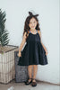 2022 New Arrival Children Clothing Girls Rainbow Strap Simply Black Cotton Dress Lovely Casual Kids Summer Dress