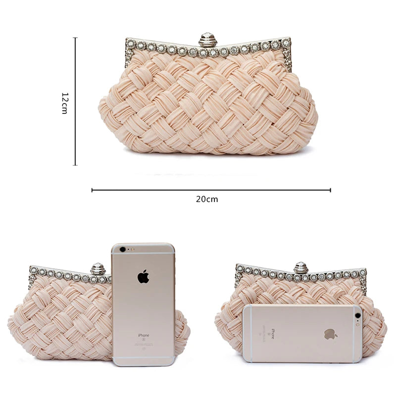 Hot spring Evening bag weave clutch bags woman handbag Silk Elegant Dinner Ladies' Bag Evening Bag High-grade Handbag  EB003